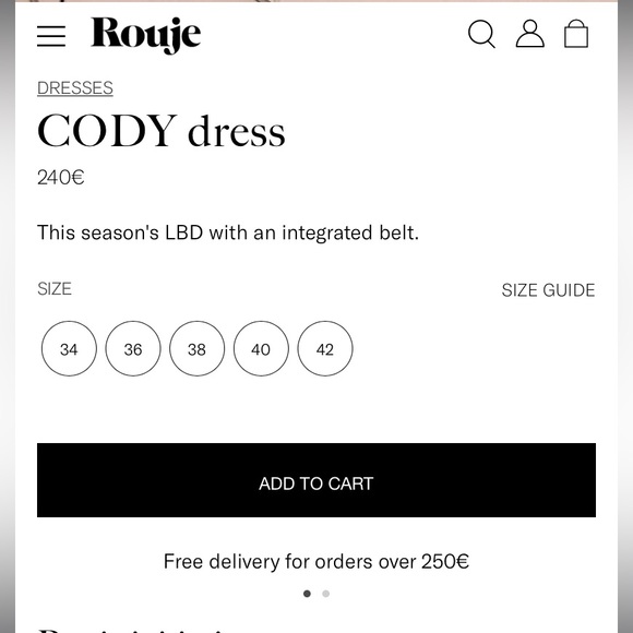 NWOT Rouje- Cody Dress - size 38 (US 6) - Picture 6 of 11